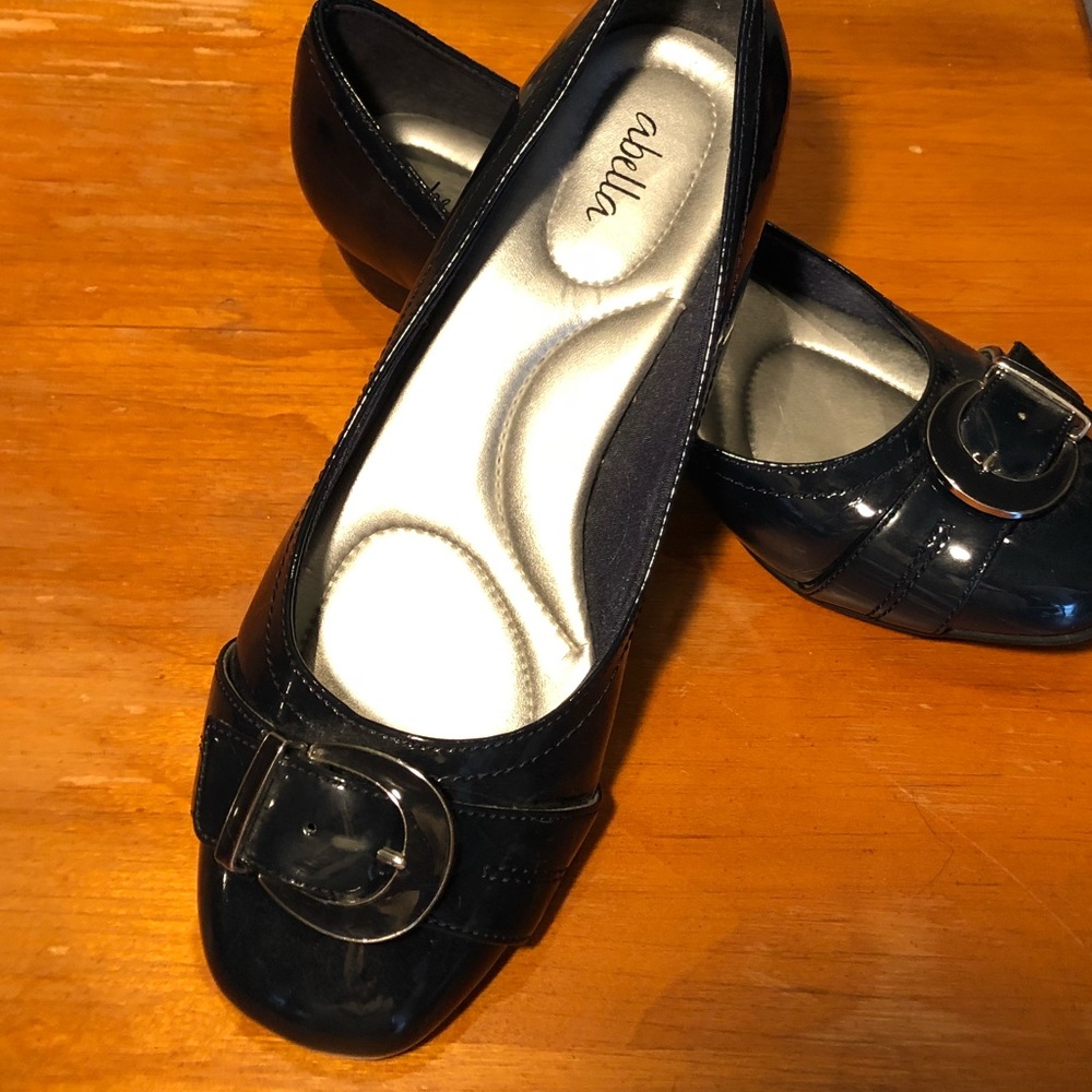 Abella Navy Flats with Buckle